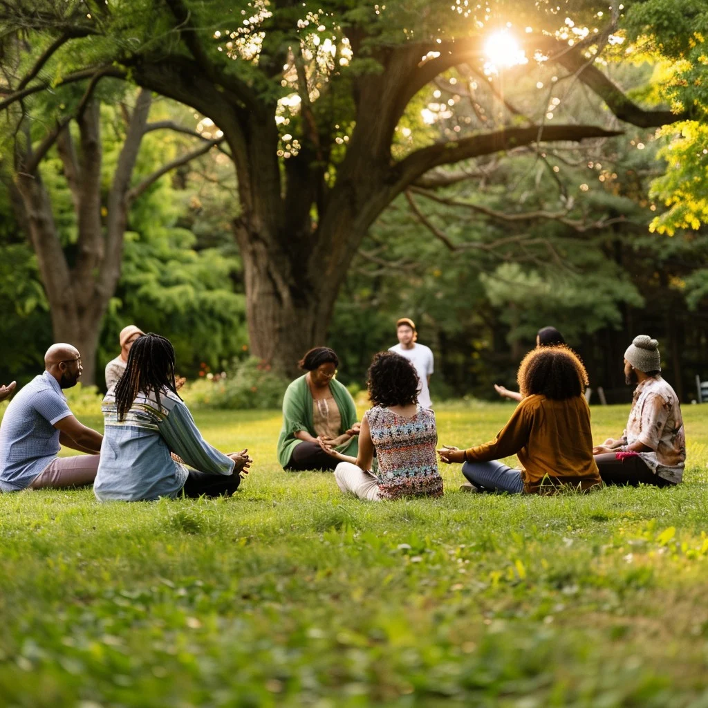 groupe de personnes qui font de la meditation